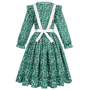 Conjunto de Vestido Pioneer para Niña, Vestido Verde con Estampado Floral de la Pradera con Delantal y Gorro para Halloween, Inspirado en Películas y Series de Televisión - Product Image 4
