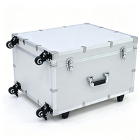 Valise de transport en aluminium argenté avec 4 roulettes pivotantes, roulettes à frein et poignée télescopique, valise vide à roulettes pour mousse personnalisée