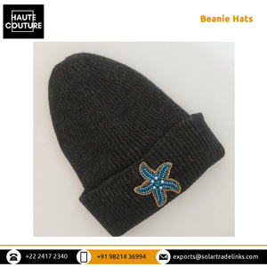 Unisex Hand-Embroidered Starfish Design Beanie Hats 20 cm X 23 cm Size for Adults Outdoor Home Wear From India Origin - Product Image 3