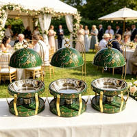 Chauffe-Plats de Luxe Vert Marbré pour Buffets d'Hôtel, Brunchs de Café et Traiteur pour Petites Entreprises 8L