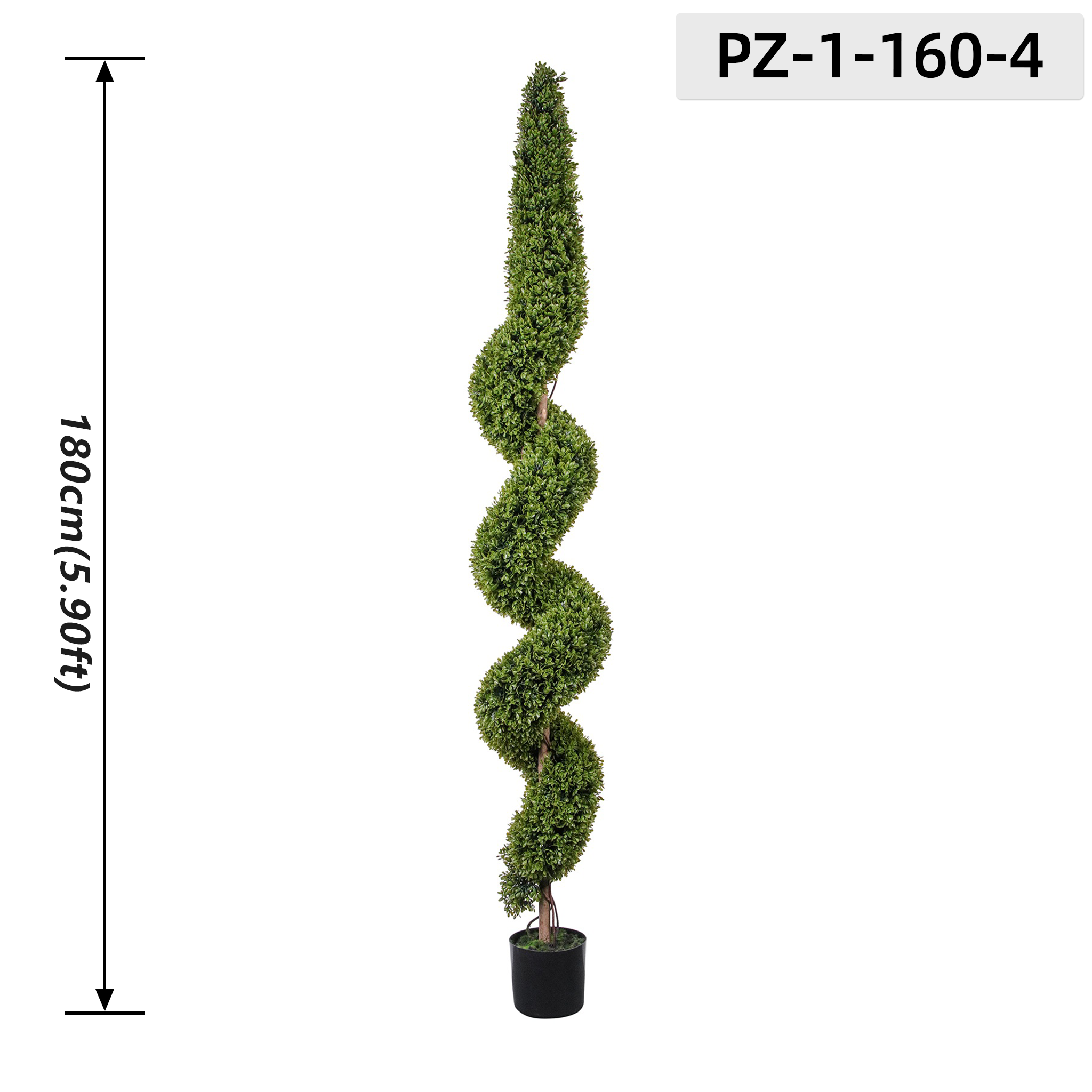 Light Boxwood Green Slim Spiral Tree (180cm / 5.90ft)