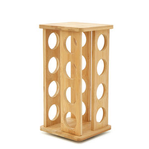 Organisateur de rangement rotatif pour épices en bambou avec 16 bocaux en verre, support de rangement pour épices sur comptoir de cuisine - Product Image 2