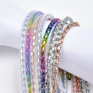 Cuerda de tubo suave de diamantes de imitación para zapatos, cuerda de 6Mm con purpurina, rectangular, denso, redondo, de cristal, superventas - Product Image 3