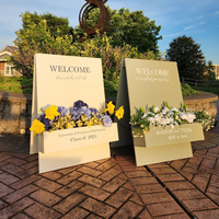Panneau de bienvenue à fleurs pliable personnalisé Décoration de boîtes à fleurs pour mariages et événements Panneau de bienvenue