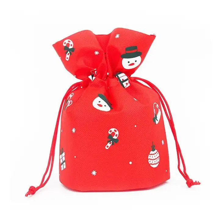 Вечеринка многоразовая Нетканая Печать Шнурок Рождественская сумка Apple Рождественская подарочная сумка