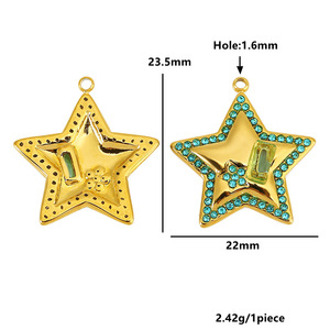 Colgantes de estrella chapados en oro con incrustaciones de diamantes de imitación para accesorios de joyería DIY al por mayor, origen Yiwu - Product Image 3