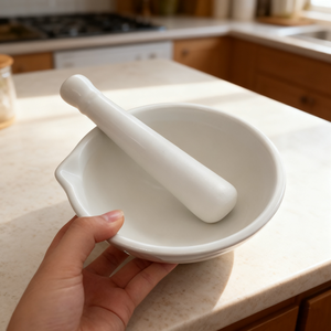 ชุดครกเซรามิกสีขาวแบบพรีเมี่ยมสำหรับห้องครัวต้องมีสำหรับบดเครื่องเทศสมุนไพรยาเครื่องมือบดในครัวที่ทนทาน - Product Image 6