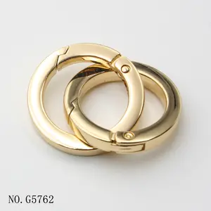 1" Flat Blank Light Gold Spring Round Clasp/ Spring Open Gate Ring Carabiner