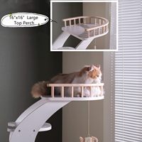 Tour d'arbre à chat en bois moderne et écologique à 5 niveaux, perchoir esthétique, lit à plateforme, grand griffoir, motif solide, toutes saisons
