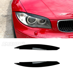 สีดำเงา/คาร์บอนลุค ไฟหน้ารถยนต์ สติ๊กเกอร์ติดคิ้วไฟหน้า สำหรับ BMW ซีรีส์ 1 E81 E82 E87 E88 ปี 2008-2013 - Product Image 1