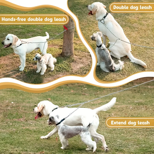 Tali Kekang Anjing Ukuran Kecil-Sedang, Tali Tarik Logam Ganda Kuat untuk Berjalan dan Latihan, Sabuk Paduan untuk Hewan Peliharaan - Product Image 5