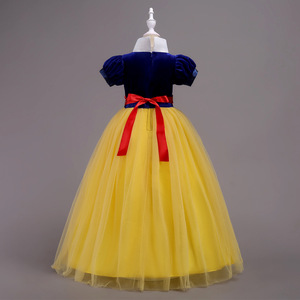 Robe de bal en tulle bleu foncé pour enfants, style Blanche-Neige, avec décolleté cœur, costume de spectacle pour filles, robe de fête d'anniversaire - Product Image 3