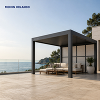 Pergola bioclimatique motorisée en aluminium et verre trempé MEIXIN ORLANDO pour extérieur de villa de luxe moderne et hôtel