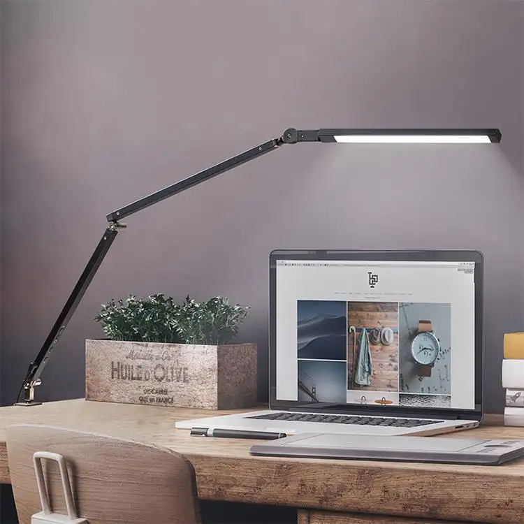 360 Degree Rotating Led Timer Lamp With Usb Charging Port Swing Arm Fully Dimmable Metal Architect Drafting Desk Lamp with Clip