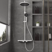 HOMEDEC HD-025 Ensemble de robinetterie de douche 8 pouces en laiton à poignée unique avec cartouche céramique, fixation murale, finition blanche, vente en gros