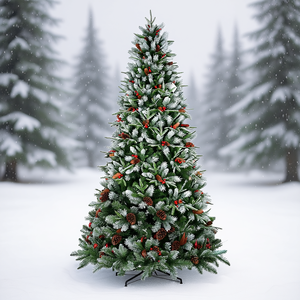 Árbol de Navidad Artificial Kf de 8 pies, de PVC, con Frutos Rojos y Decoración de Piñas, para Exteriores y Fiestas, Personalizable - Product Image 2