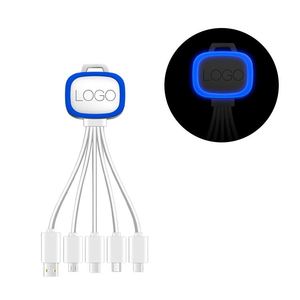 Cable de Carga LED 4 en 1, Cable de Datos USB Portátil con Llavero, Carga Rápida, con Logotipo - Product Image 3
