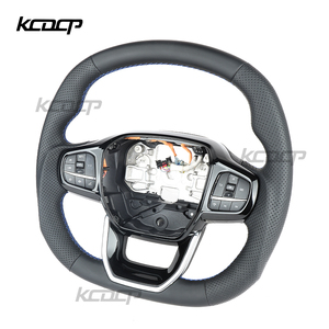 Volant en cuir de fibre de carbone personnalisé adapté pour <span class=keywords><strong>Ford</strong></span> Transit Kuga St <span class=keywords><strong>Tourneo</strong></span> C-MAX V348 mk8 2018 2019 <span class=keywords><strong>2023</strong></span> 2021 2022 - Product Image 6