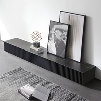 Meuble TV en matériau de panneau de roche noire avec pieds de soutien Table basse en bois massif moderne combinaison plancher plafond salon