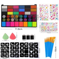 Kit lukisan wajah profesional, perlengkapan melukis badan seni riasan pesta Cosplay Halloween ramah kulit tidak beracun 42 warna