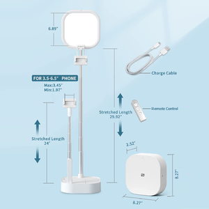 Support de téléphone double <span class=keywords><strong>TikTok</strong></span> avec anneau lumineux pliable pour selfie, rotation à 360 degrés, pour maquillage, vidéo et diffusion en direct - Product Image 5