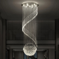 JYLIGHTING Lustre moderne en cristal en spirale, cascade, luminaire LED encastré de luxe pour plafond haut, escalier