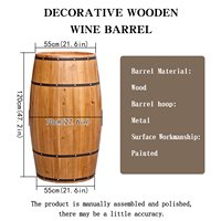 Ornement en bois de chêne en forme de tonneau de vin rouge, 120 cm, moderne, fait main, durable, portable, pour comptoir de bar, vitrine de magasin, fête