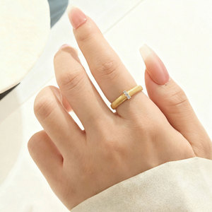 My Muyu Gold Brushed Open Ring Micro Set Zircon Adjustable Index Finger Ring - Product Image 3