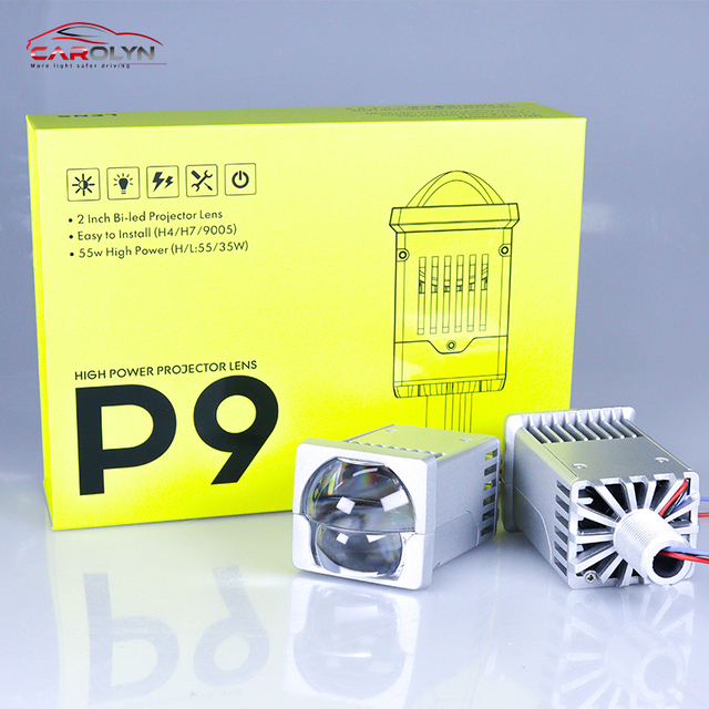 Carolyn P9 Aluminum Mini 1.8 Inch Bi Led Laser Projector Lens High Low 55W/35W H4 H7 9005 Bi-led Lens for Car Biled Lens Luces