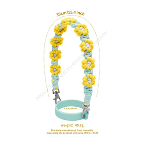 Venta al por mayor, gran oferta: Nueva correa de mano tejida a mano estilo bohemio con margaritas y flores bonitas, con anillo de silicona, para tazas de agua 2025 - Product Image 5
