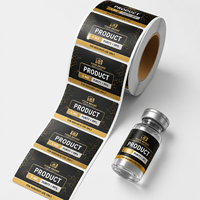 Autocollants personnalisés imperméables de haute qualité, adhésifs permanents, impression laser sur feuille d'or, étiquettes en rouleau PET pour petites bouteilles