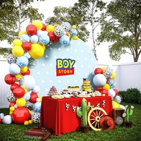 160 pièces rouge bleu clair jaune blanc argent jouet histoire ballon arc thème fête fournitures garçon histoire bébé douche décorations E3107