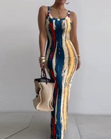 Offre Spéciale Robe Longue Vintage Sans Manches Mode Été 2025 pour Femme, Robe Moulante Ajustée à Bretelles Fines pour Femme en Offre Spéciale