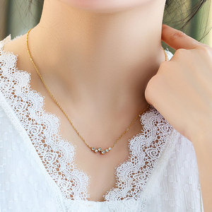 Collar de Zirconia con Colgante de Moda en Acero Inoxidable 316L, Chapado en Oro de 14k/18k, para Mujer, Venta al Por Mayor - Product Image 2