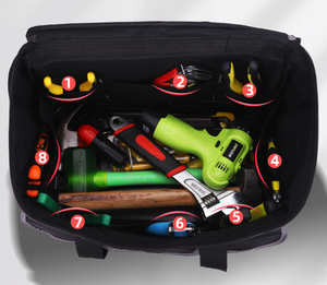 Sac à outils roulant robuste avec poignée télescopique, sac de transport à outils multi-poches à roulettes, sac organisateur d'outils à roulettes - Product Image 2