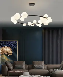 Современный Отель Ресторан металлический каркас люстра стеклянная светодиодная Подвесная лампа для виллы гостиная