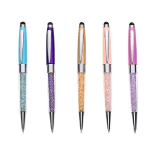 SHULI Stylus <span class=keywords><strong>Pen</strong></span> Venta al por mayor Regalo de lujo Diamond <span class=keywords><strong>Crystal</strong></span> <span class=keywords><strong>Pen</strong></span> Logotipo personalizable Bolígrafo de metal para niña - Product Image 1