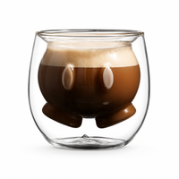 Gobelet à eau, café, yaourt, lait personnalisé avec logo, 200 ml, bouteille créative de dessin animé, cadeau, gobelet double en verre avec forme d'animal