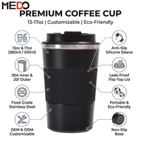 Mug de voyage isotherme 380 ml et 510 ml avec étui de protection en cuir, en acier inoxydable 304, portable, pour voiture, bureau, cadeau, personnalisable