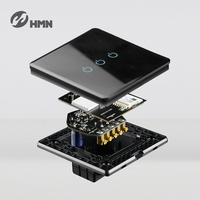 Interrupteur tactile intelligent WIFI à commande vocale 10A 1 Gang, norme européenne, avec panneau en verre cristal