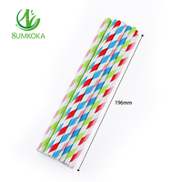Pailles en papier jetables SUMKOKA biodégradables rayées vert et blanc 197 mm pour la décoration de cocktails de fête de Noël vert printanier
