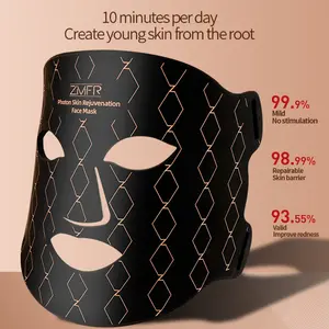 Máscara facial de led para terapia de luz, 4 cores, luz vermelha, para anti envelhecimento, led, máscara de silicone