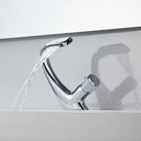 Grifo de Lavabo de Baño Moderno de Latón Ennegrecido con una Sola Manija, Montado en la Cubierta, con Cartucho de Cerámica