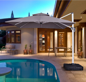Square or Round Style Outdoor Side Pole <strong>Patio</strong> Cantilevet <strong>Umbrella</strong> With Marble Base - Product Image 2