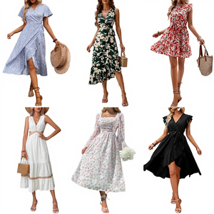 中国厂家直销畅销二手女式夏季涤棉连衣裙批发，多种尺码混合 - Product Image 1