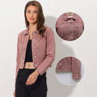 Veste en jean courte à rivets pour femme, style streetwear, vintage, délavée, à manches longues, vente en gros