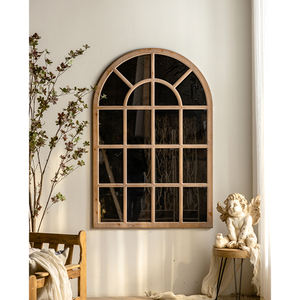 Farmhosue Marco de madera <span class=keywords><strong>como</strong></span> ventanas Arco <span class=keywords><strong>Espejo</strong></span> Vidrio y <span class=keywords><strong>ventana</strong></span> Parrilla Diseño <span class=keywords><strong>Espejo</strong></span> de pared - Product Image 2