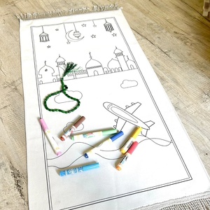 Nico prezzo all'ingrosso per bambini tessuto fatto a mano lavabile per pregare tappetino matite colorate scatola Eid Mubarak regalo musulmano Ramadan <span class=keywords><strong>preghiera</strong></span> fai da te - Product Image 1