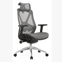 Fauteuil de bureau exécutif moderne en gros, pivotant à 360°, hauteur réglable, design ergonomique, noir, appui-tête 2D, dossier en PP