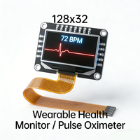 Módulo de Pantalla OLED Personalizado de 128x32 con Interfaz I2C, Brillo de 500 Nits, Temperatura de Funcionamiento de -10°C a 50°C, Monitor de Salud Portátil, Monitor de Frecuencia Cardíaca